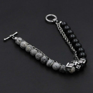 Stainless Steel & Natural Stone Cross Bracelet